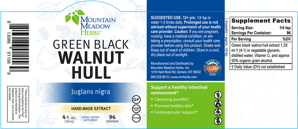 Green Black Walnut Hull Mountain Meadow Herbs   Green Black Walnut Hull Extract (4 Oz.)